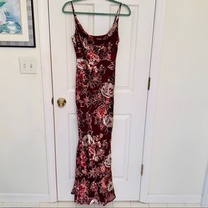 Velvet Cowl Neck Maxi Dress